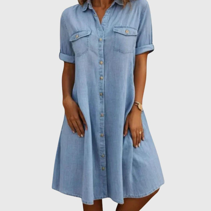Maria | Denim Mini Dress with Side Pockets