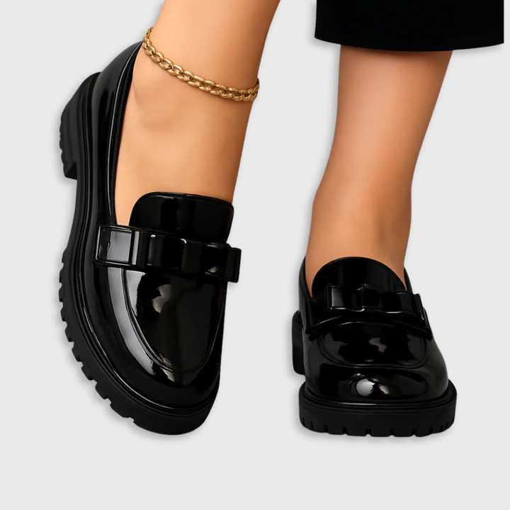 Julie | Bow Detail Block Heel Loafers