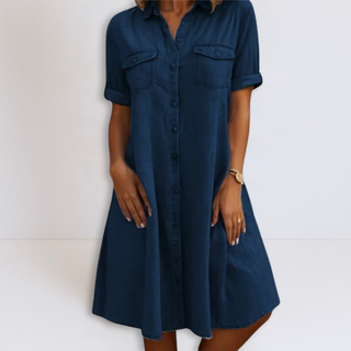Maria | Denim Mini Dress with Side Pockets