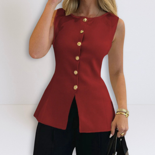 Rose | Sleeveless Button Peplum Top