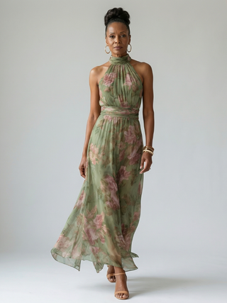 Mirelle | Halter Neck Gathered Midi Dress