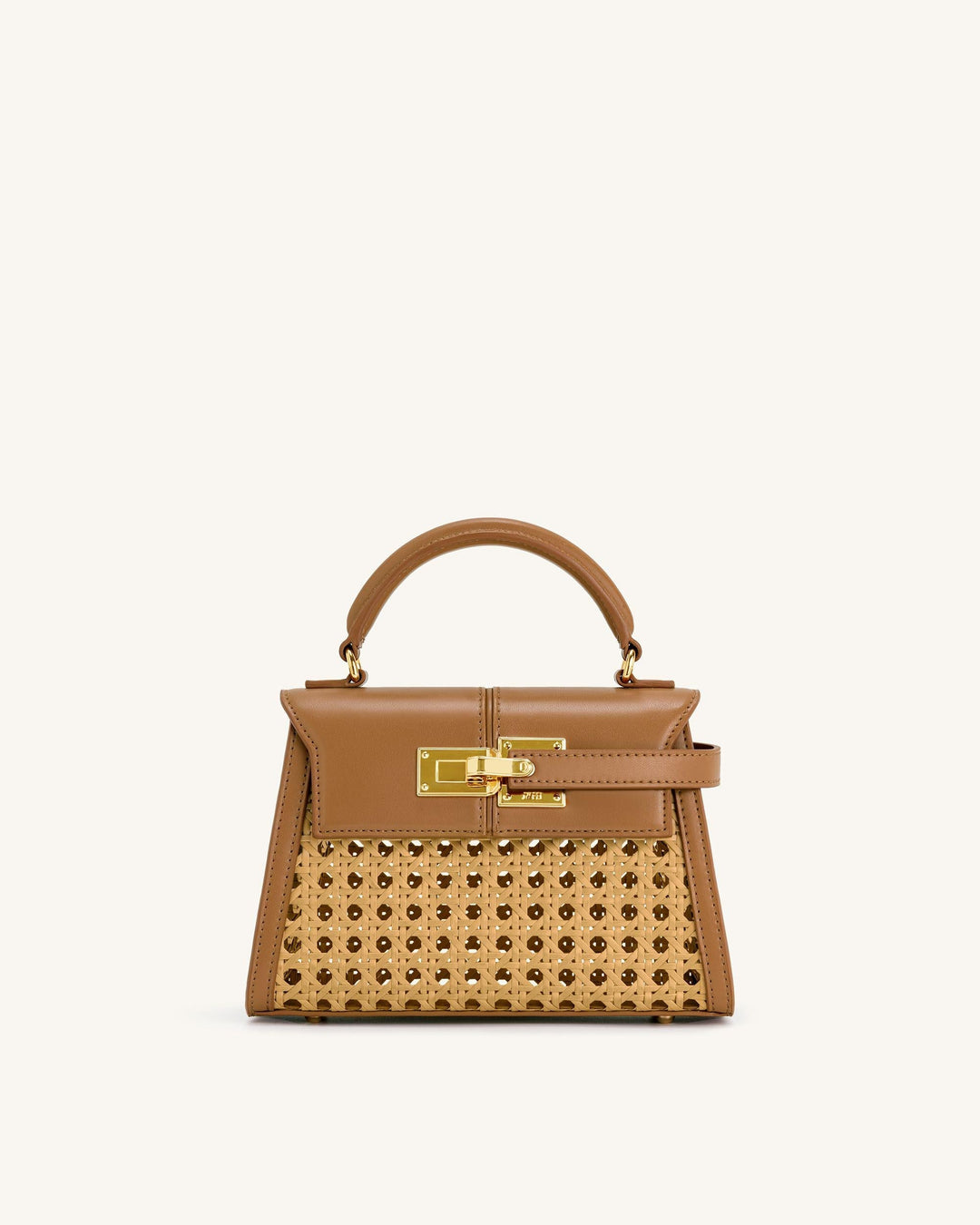 Elise Woven Top Handle Bag - Brown