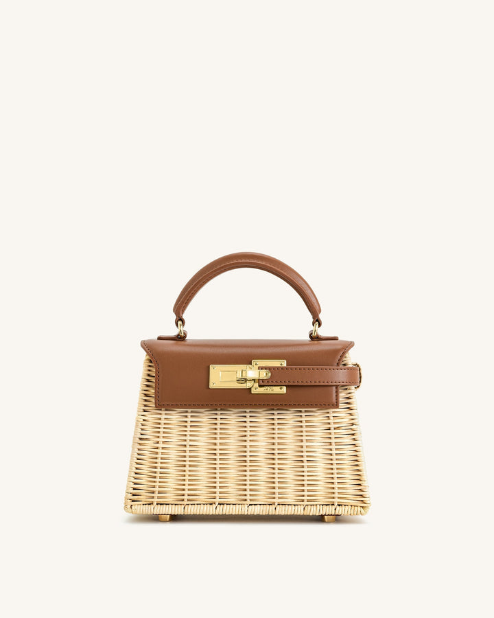 Elise Weaving  Handbag - Brown Rattan