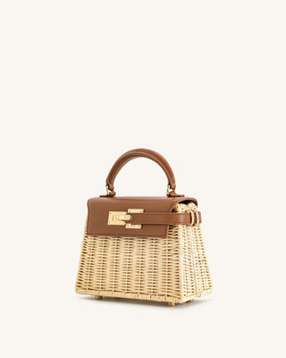 Elise Weaving  Handbag - Brown Rattan