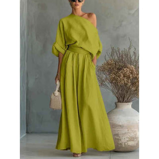 Lisa | Soft Off-Shoulder Top and Tapered Pants Set