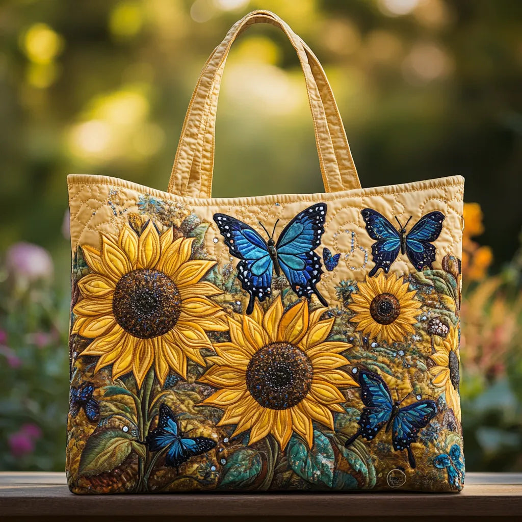Handcrafted Bag - Sunflower and Blue Butterfly Design