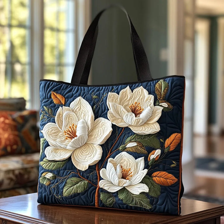 Handcrafted Quilted Bag - Elegant Magnolia Design