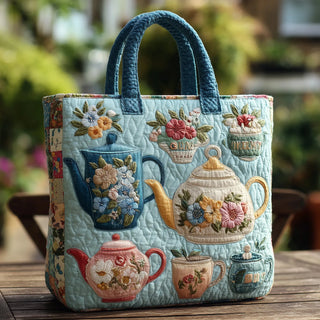 Floral Pattern Quilted Tote