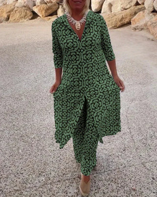 Sara | Bohemian Geometric Print Tunic and Wide-Leg Pants Set