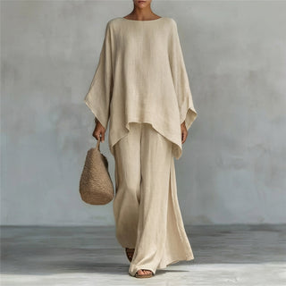 Cristina | Soft Two-Piece Set with Long Sleeves and Wide Pants