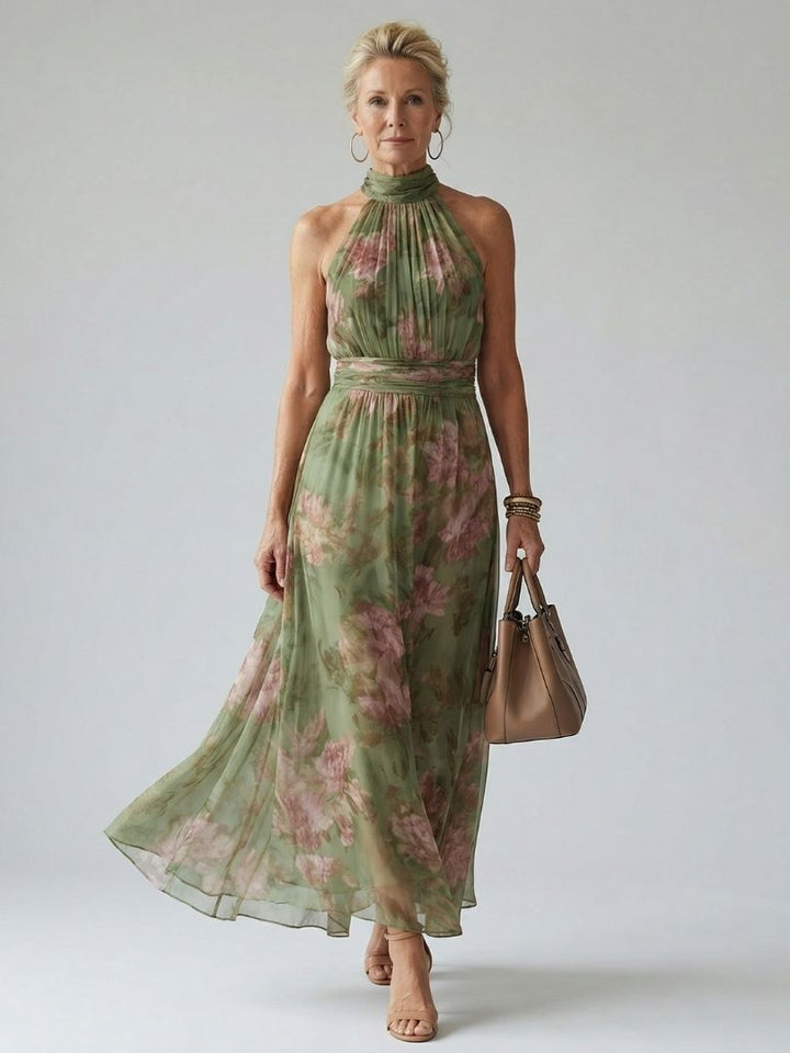 Mirelle | Halter Neck Gathered Midi Dress