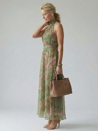 Mirelle | Halter Neck Gathered Midi Dress