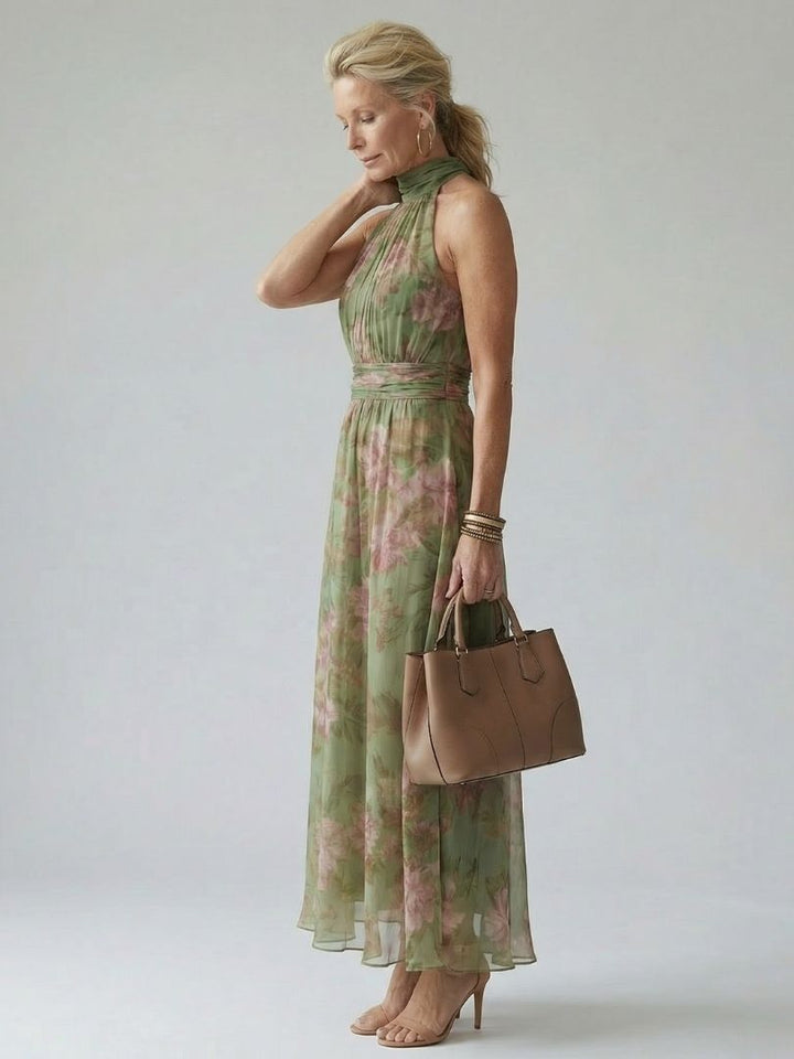 Mirelle | Halter Neck Gathered Midi Dress