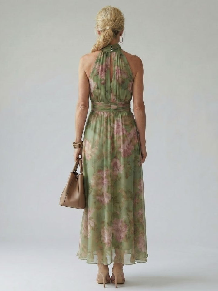 Mirelle | Halter Neck Gathered Midi Dress