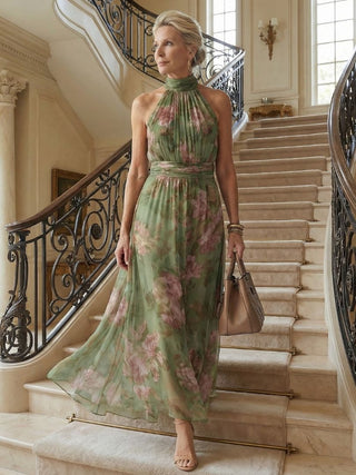 Mirelle | Halter Neck Gathered Midi Dress