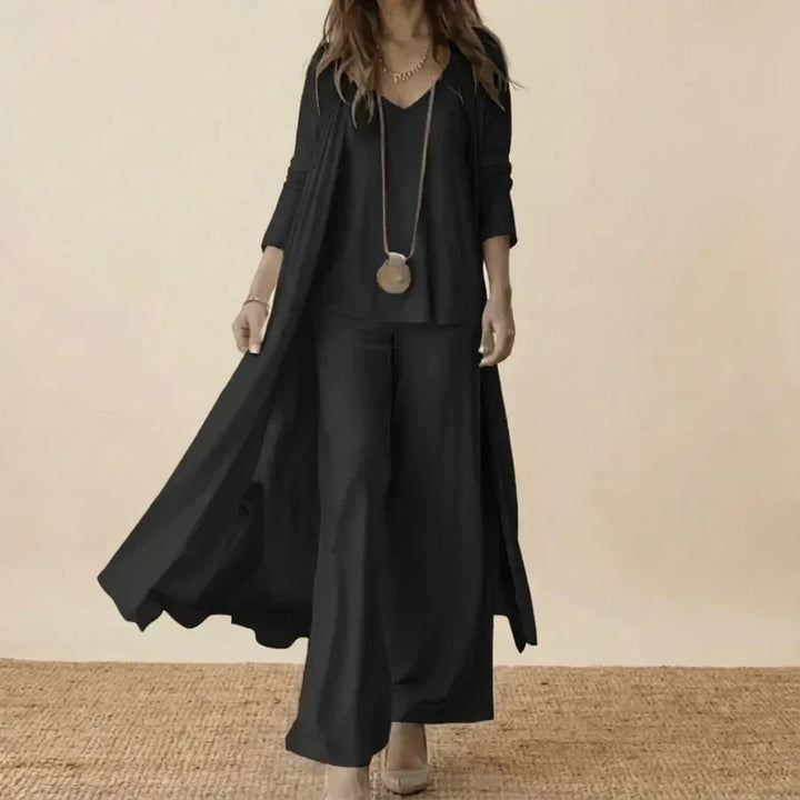 Raquel | Soft Three-Piece Set with Tunic and Wide-Leg Pants