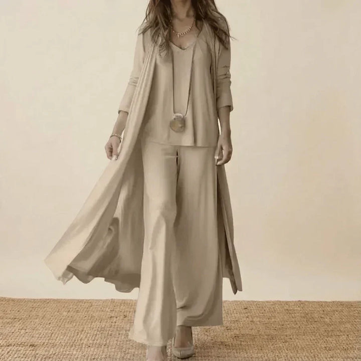 Raquel | Soft Three-Piece Set with Tunic and Wide-Leg Pants