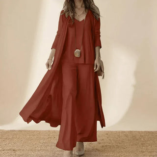 Raquel | Soft Three-Piece Set with Tunic and Wide-Leg Pants