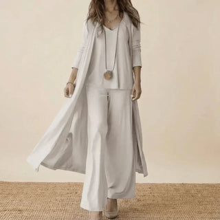 Raquel | Soft Three-Piece Set with Tunic and Wide-Leg Pants