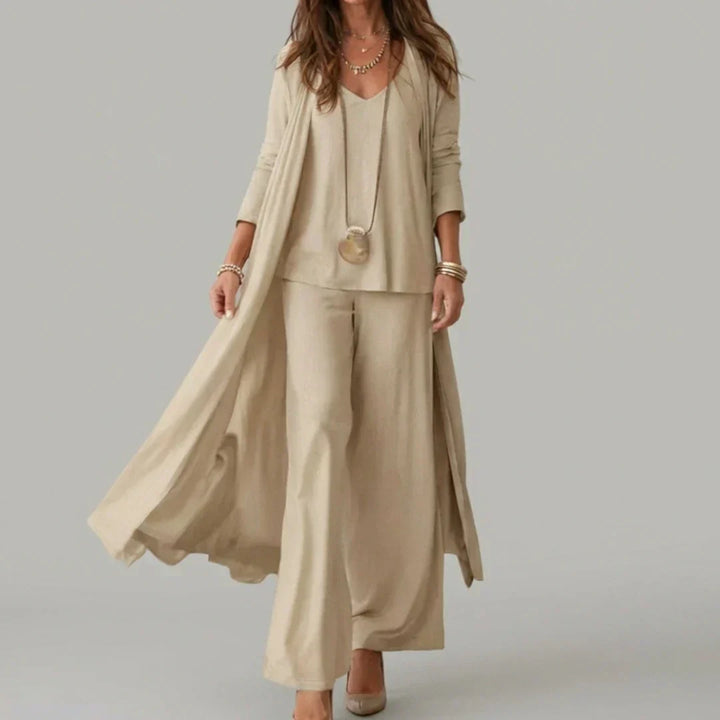 Raquel | Soft Three-Piece Set with Tunic and Wide-Leg Pants
