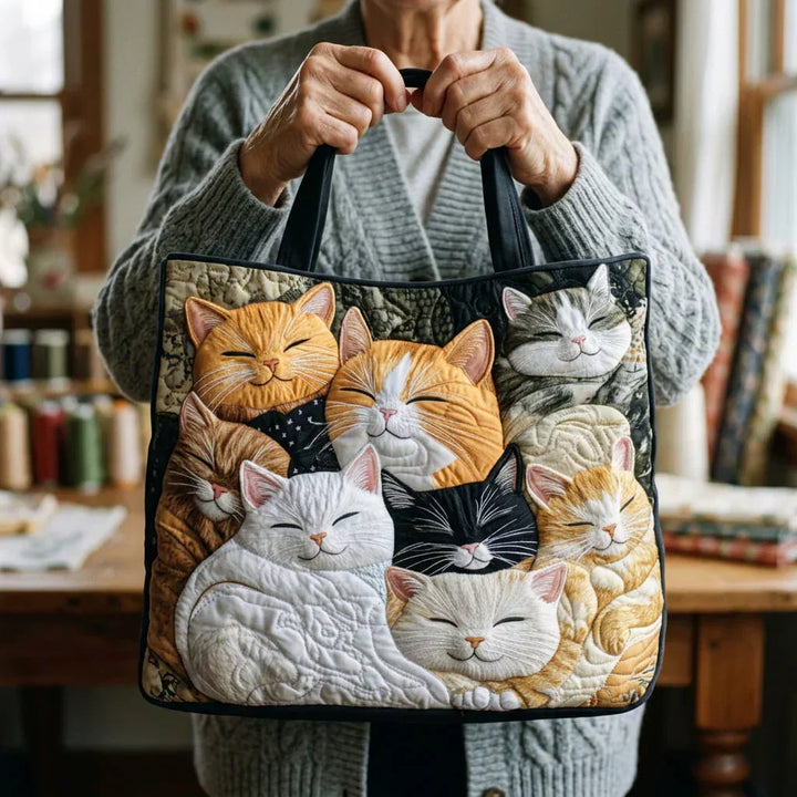 Handcrafted Quilted Bag - Dreamy Kittens