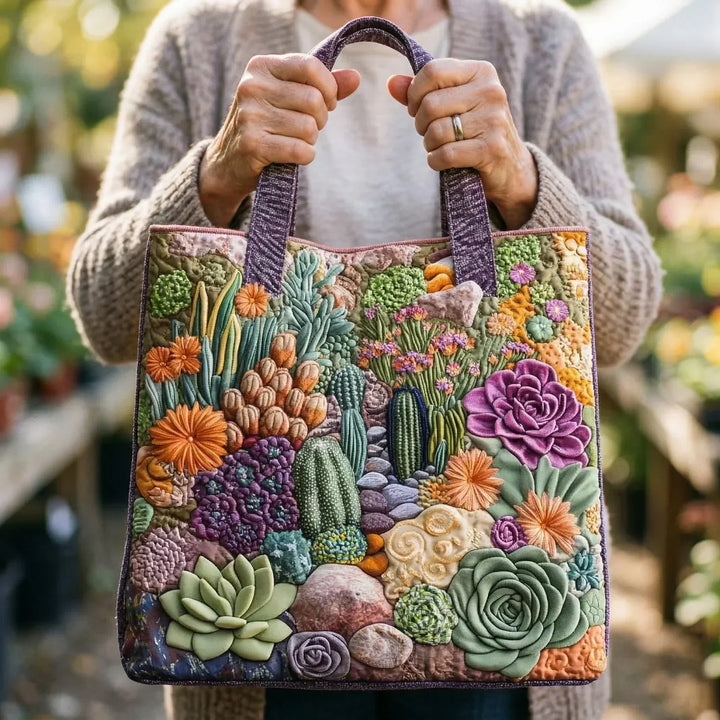 Handcrafted Tote Bag - Succulent Paradise
