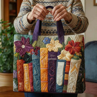 Book Lovers' Quilted Tote Bag
