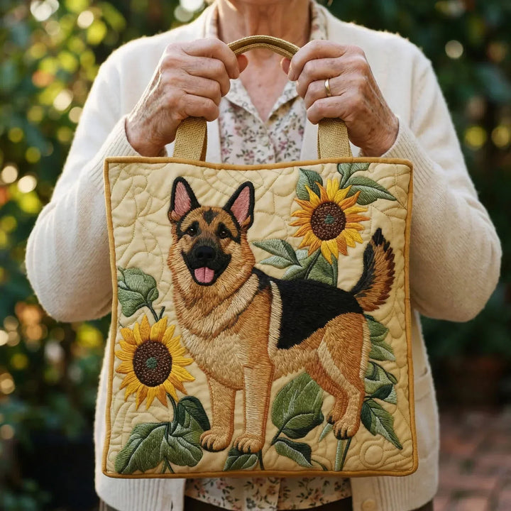 Floral German Shepherd Artisanal Bag