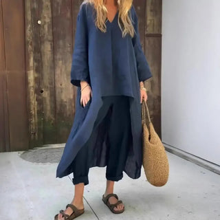 Lucía | Relaxed Long Vest and Wide-Leg Pants Two-Piece Set