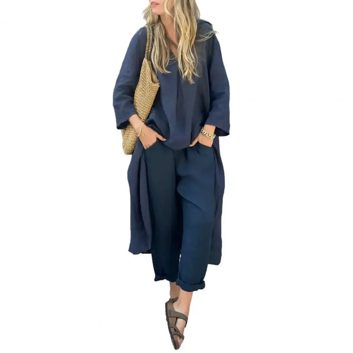 Lucía | Relaxed Long Vest and Wide-Leg Pants Two-Piece Set