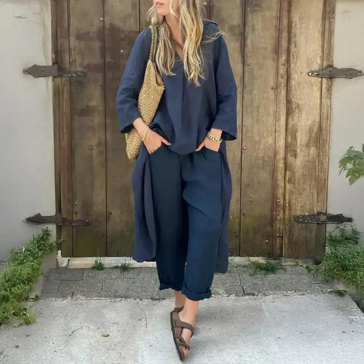 Lucía | Relaxed Long Vest and Wide-Leg Pants Two-Piece Set