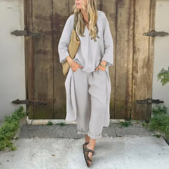 Lucía | Relaxed Long Vest and Wide-Leg Pants Two-Piece Set