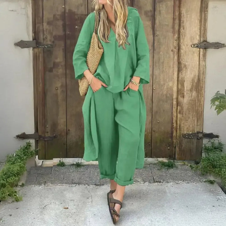 Lucía | Relaxed Long Vest and Wide-Leg Pants Two-Piece Set