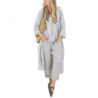 Lucía | Relaxed Long Vest and Wide-Leg Pants Two-Piece Set