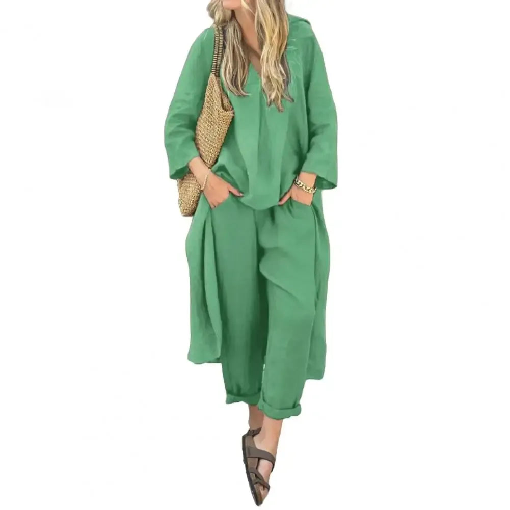 Lucía | Relaxed Long Vest and Wide-Leg Pants Two-Piece Set
