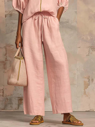 Alba | Relaxed Button-Up Shirt and Wide-Leg Pants Co-Ord Set