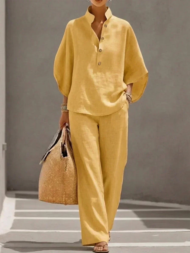 Maribel | Relaxed Batwing Sleeve Top and Wide-Leg Pants Set