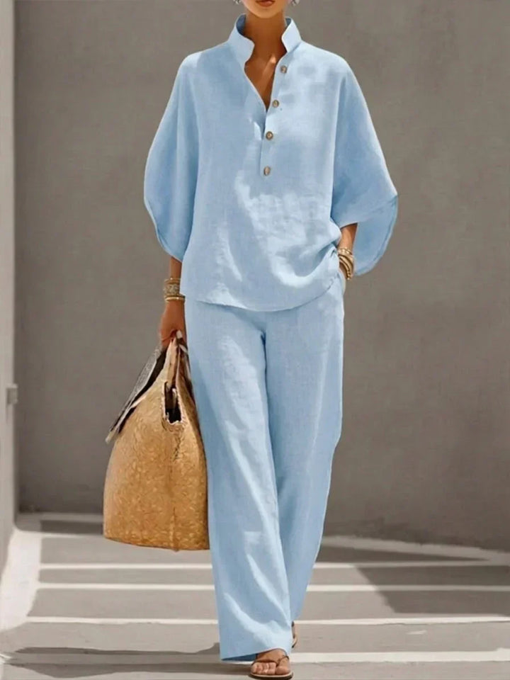 Maribel | Relaxed Batwing Sleeve Top and Wide-Leg Pants Set