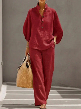 Maribel | Relaxed Batwing Sleeve Top and Wide-Leg Pants Set