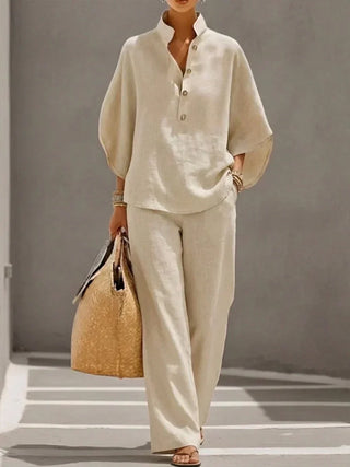Maribel | Relaxed Batwing Sleeve Top and Wide-Leg Pants Set